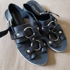 Jeffrey Campbell Black Strappy Ring-Accent Sandals